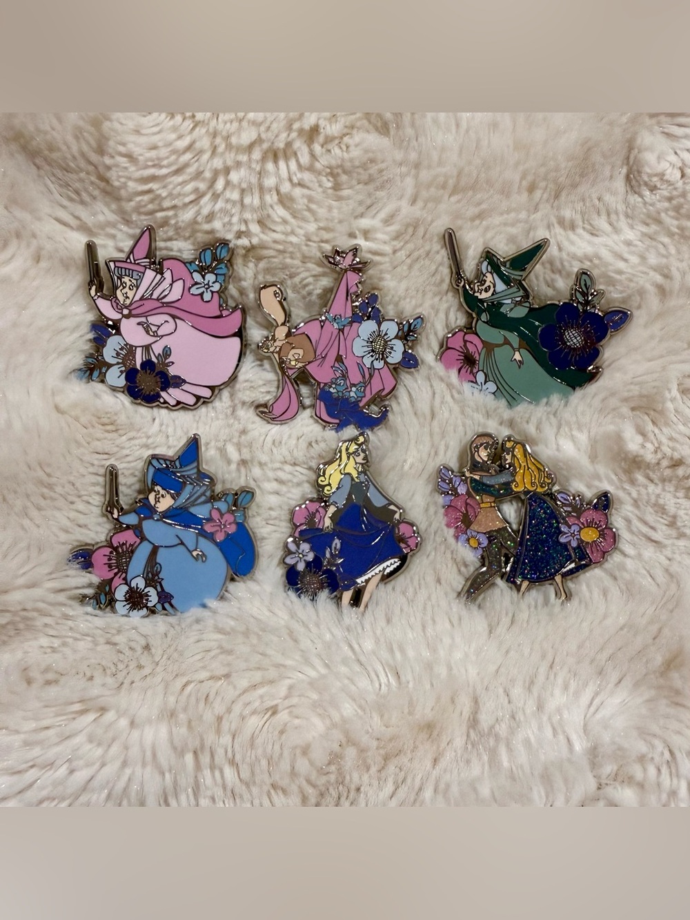 Full set Loungefly Disney Sleeping Beauty Floral Blind Box Enamel Pin